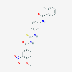 molecular formula C23H20N4O5S B224124 4-methoxy-N-[(3-{[(2-methylphenyl)carbonyl]amino}phenyl)carbamothioyl]-3-nitrobenzamide 