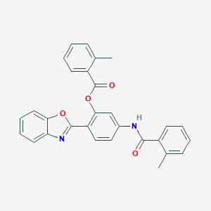 molecular formula C29H22N2O4 B224125 2-(1,3-Benzoxazol-2-yl)-5-[(2-methylbenzoyl)amino]phenyl 2-methylbenzoate 