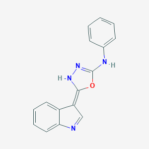 molecular formula C16H12N4O B224285 (2Z)-2-indol-3-ylidene-N-phenyl-3H-1,3,4-oxadiazol-5-amine 