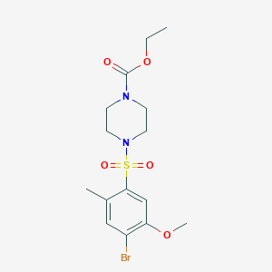molecular formula C15H21BrN2O5S B224347 Ethyl 4-[(4-bromo-5-methoxy-2-methylphenyl)sulfonyl]-1-piperazinecarboxylate 