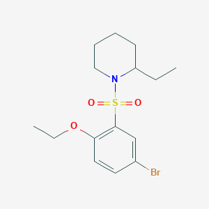 molecular formula C15H22BrNO3S B224516 1-[(5-Bromo-2-ethoxyphenyl)sulfonyl]-2-ethylpiperidine 