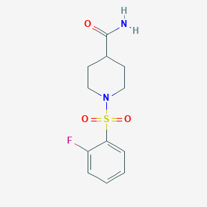 molecular formula C12H15FN2O3S B224817 1-[(2-Fluorophenyl)sulfonyl]-4-piperidinecarboxamide 