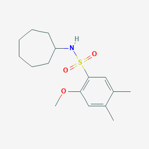 molecular formula C16H25NO3S B225065 N-cycloheptyl-2-methoxy-4,5-dimethylbenzenesulfonamide 