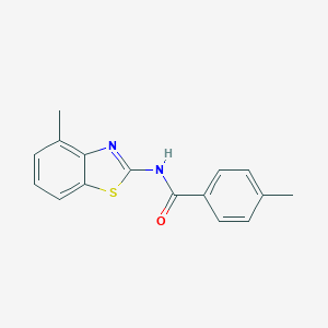 molecular formula C16H14N2OS B225164 4-methyl-N-(4-methyl-1,3-benzothiazol-2-yl)benzamide 