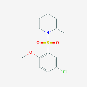 molecular formula C13H18ClNO3S B225172 4-Chloro-2-[(2-methyl-1-piperidinyl)sulfonyl]phenyl methyl ether 