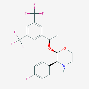 molecular formula C20H18F7NO2 B022528 (2R,3S)-2-((R)-1-(3,5-Bis(trifluoromethyl)phenyl)ethoxy)-3-(4-fluorophenyl)morpholine CAS No. 171338-27-5