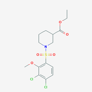 molecular formula C15H19Cl2NO5S B225371 Ethyl 1-[(3,4-dichloro-2-methoxyphenyl)sulfonyl]-3-piperidinecarboxylate 