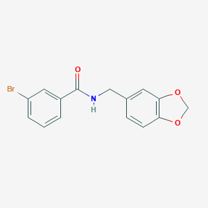 molecular formula C15H12BrNO3 B225394 N-(1,3-benzodioxol-5-ylmethyl)-3-bromobenzamide 