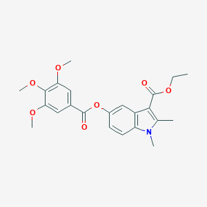 molecular formula C23H25NO7 B226242 ethyl 1,2-dimethyl-5-[(3,4,5-trimethoxybenzoyl)oxy]-1H-indole-3-carboxylate 