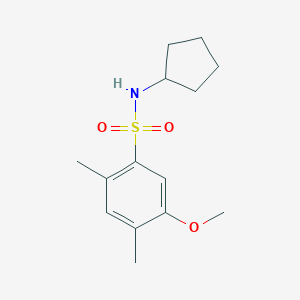 molecular formula C14H21NO3S B226270 N-cyclopentyl-5-methoxy-2,4-dimethylbenzenesulfonamide 