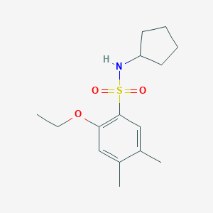 molecular formula C15H23NO3S B226271 N-cyclopentyl-2-ethoxy-4,5-dimethylbenzenesulfonamide 
