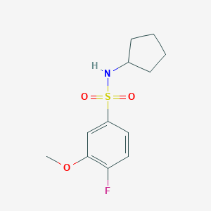 molecular formula C12H16FNO3S B226299 N-cyclopentyl-4-fluoro-3-methoxybenzenesulfonamide 