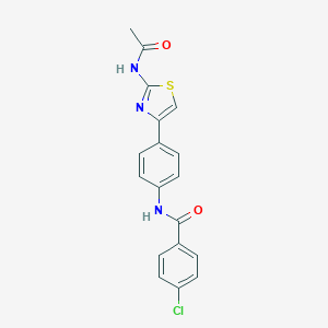molecular formula C18H14ClN3O2S B226430 N-{4-[2-(acetylamino)-1,3-thiazol-4-yl]phenyl}-4-chlorobenzamide 