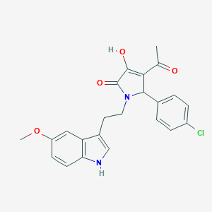 molecular formula C23H21ClN2O4 B226563 4-acetyl-5-(4-chlorophenyl)-3-hydroxy-1-[2-(5-methoxy-1H-indol-3-yl)ethyl]-1,5-dihydro-2H-pyrrol-2-one 