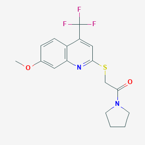 molecular formula C17H17F3N2O2S B226571 7-Methoxy-2-{[2-oxo-2-(1-pyrrolidinyl)ethyl]sulfanyl}-4-(trifluoromethyl)quinoline 