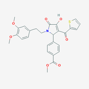 molecular formula C27H25NO7S B226576 methyl 4-[1-[2-(3,4-dimethoxyphenyl)ethyl]-4-hydroxy-5-oxo-3-(2-thienylcarbonyl)-2,5-dihydro-1H-pyrrol-2-yl]benzoate 