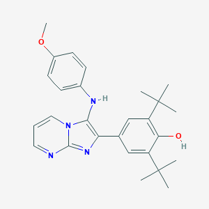 molecular formula C27H32N4O2 B226737 2,6-Ditert-butyl-4-[3-(4-methoxyanilino)imidazo[1,2-a]pyrimidin-2-yl]phenol 