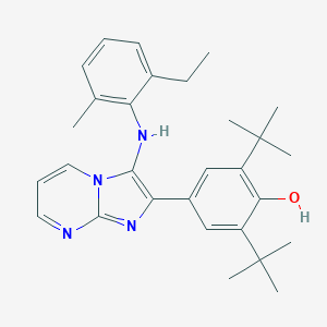 molecular formula C29H36N4O B226743 2,6-Ditert-butyl-4-[3-(2-ethyl-6-methylanilino)imidazo[1,2-a]pyrimidin-2-yl]phenol 