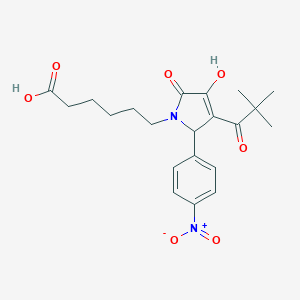 molecular formula C21H26N2O7 B226779 6-[3-(2,2-dimethylpropanoyl)-4-hydroxy-2-(4-nitrophenyl)-5-oxo-2,5-dihydro-1H-pyrrol-1-yl]hexanoic acid 