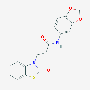 molecular formula C17H14N2O4S B226816 N-(1,3-benzodioxol-5-yl)-3-(2-oxo-1,3-benzothiazol-3(2H)-yl)propanamide 