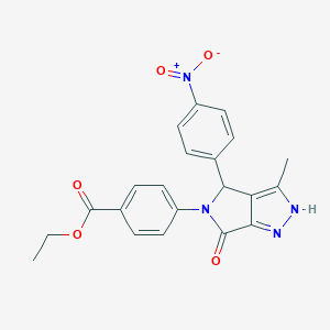 molecular formula C21H18N4O5 B226817 ethyl 4-(3-methyl-4-(4-nitrophenyl)-6-oxo-4,6-dihydropyrrolo[3,4-c]pyrazol-5(1H)-yl)benzoate 