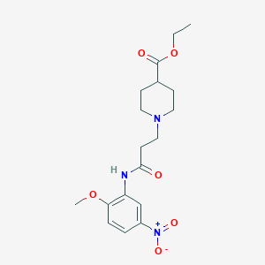 molecular formula C18H25N3O6 B226830 Ethyl 1-{3-[(2-methoxy-5-nitrophenyl)amino]-3-oxopropyl}piperidine-4-carboxylate 