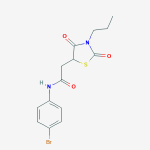 molecular formula C14H15BrN2O3S B226882 N-(4-bromophenyl)-2-(2,4-dioxo-3-propyl-1,3-thiazolidin-5-yl)acetamide 