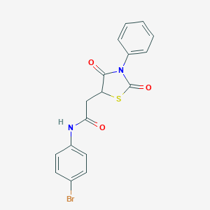 molecular formula C17H13BrN2O3S B226927 N-(4-bromophenyl)-2-(2,4-dioxo-3-phenyl-1,3-thiazolidin-5-yl)acetamide 