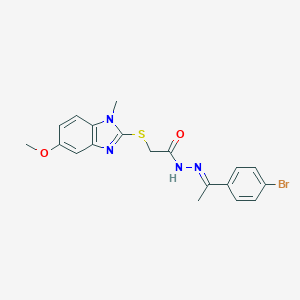 molecular formula C19H19BrN4O2S B226931 N'-[1-(4-bromophenyl)ethylidene]-2-[(5-methoxy-1-methyl-1H-benzimidazol-2-yl)sulfanyl]acetohydrazide 