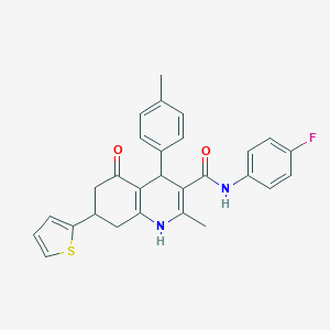 molecular formula C28H25FN2O2S B226936 N-(4-fluorophenyl)-2-methyl-4-(4-methylphenyl)-5-oxo-7-(2-thienyl)-1,4,5,6,7,8-hexahydro-3-quinolinecarboxamide 