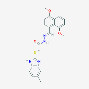 molecular formula C24H24N4O3S B226976 N'-[(4,8-dimethoxy-1-naphthyl)methylene]-2-[(1,5-dimethyl-1H-benzimidazol-2-yl)sulfanyl]acetohydrazide 