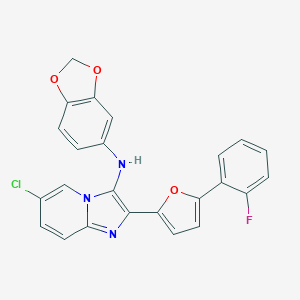 molecular formula C24H15ClFN3O3 B226988 N-(1,3-benzodioxol-5-yl)-6-chloro-2-[5-(2-fluorophenyl)-2-furyl]imidazo[1,2-a]pyridin-3-amine 