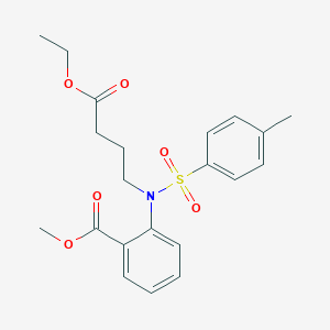 molecular formula C21H25NO6S B022717 2-[(3-Ethoxycarbonyl-propyl)-(toluene-4-sulfonyl)-amino]-benzoic acid methyl ester CAS No. 100627-39-2