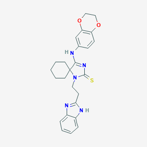 molecular formula C25H27N5O2S B227205 1-[2-(1H-benzimidazol-2-yl)ethyl]-4-(2,3-dihydro-1,4-benzodioxin-6-ylimino)-1,3-diazaspiro[4.5]decane-2-thione 