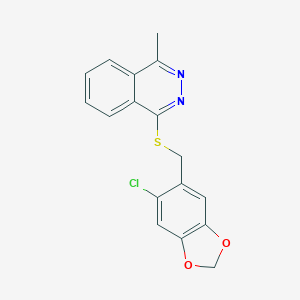 molecular formula C17H13ClN2O2S B227361 1-{[(6-Chloro-1,3-benzodioxol-5-yl)methyl]sulfanyl}-4-methylphthalazine 