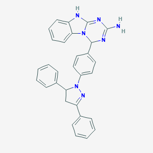 molecular formula C30H25N7 B227401 4-[4-(3,5-diphenyl-3,4-dihydropyrazol-2-yl)phenyl]-4,10-dihydro-[1,3,5]triazino[1,2-a]benzimidazol-2-amine 