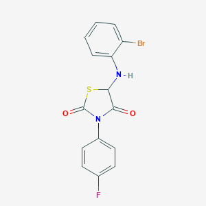 molecular formula C15H10BrFN2O2S B227424 5-(2-Bromoanilino)-3-(4-fluorophenyl)-1,3-thiazolidine-2,4-dione 