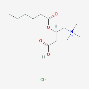 molecular formula C13H26ClNO4 B227467 1-Propanaminium, 3-carboxy-N,N,N-trimethyl-2-((1-oxohexyl)oxy)-, chloride CAS No. 14919-34-7