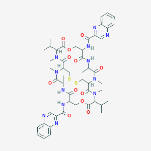 N-[2,4,12,15,17,25-hexamethyl-3,6,10,13,16,19,23,26-octaoxo-11,24-di(propan-2-yl)-20-(quinoxaline-2-carbonylamino)-9,22-dioxa-28,29-dithia-2,5,12,15,18,25-hexazabicyclo[12.12.4]triacontan-7-yl]quinoxaline-2-carboxamide