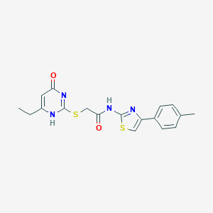 molecular formula C18H18N4O2S2 B227665 2-[(6-ethyl-4-oxo-1H-pyrimidin-2-yl)sulfanyl]-N-[4-(4-methylphenyl)-1,3-thiazol-2-yl]acetamide 