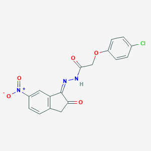 2-(4-chlorophenoxy)-N'-(6-nitro-2-oxo-2,3-dihydro-1H-inden-1-ylidene)acetohydrazide