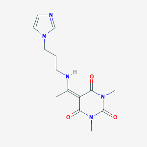 molecular formula C14H19N5O3 B227832 5-[1-(3-imidazol-1-ylpropylamino)ethylidene]-1,3-dimethyl-1,3-diazinane-2,4,6-trione 