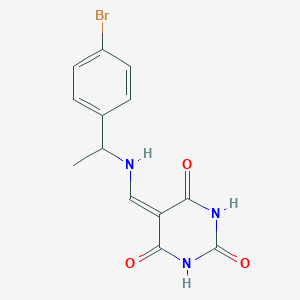 molecular formula C13H12BrN3O3 B227854 5-[[1-(4-bromophenyl)ethylamino]methylidene]-1,3-diazinane-2,4,6-trione 