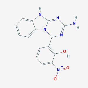 molecular formula C15H12N6O3 B227879 2-(2-amino-4,10-dihydro-[1,3,5]triazino[1,2-a]benzimidazol-4-yl)-6-nitrophenol 