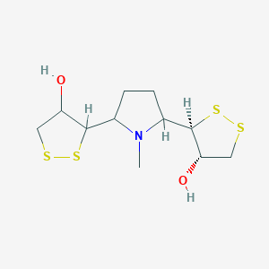 molecular formula C11H19NO2S4 B227881 3-[5-[(3R,4S)-4-hydroxydithiolan-3-yl]-1-methylpyrrolidin-2-yl]dithiolan-4-ol CAS No. 14022-19-6