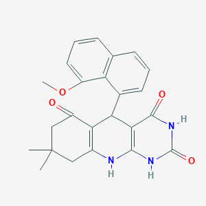molecular formula C24H23N3O4 B227887 5-(8-methoxy-1-naphthyl)-8,8-dimethyl-5,8,9,10-tetrahydropyrimido[4,5-b]quinoline-2,4,6(1H,3H,7H)-trione 