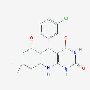 molecular formula C19H18ClN3O3 B227892 5-(3-chlorophenyl)-8,8-dimethyl-5,8,9,10-tetrahydropyrimido[4,5-b]quinoline-2,4,6(1H,3H,7H)-trione 