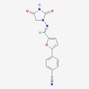 molecular formula C15H10N4O3 B227924 1-((5-(p-Cyanophenyl)-2-furanyl)methyleneamino)hydantoin CAS No. 14663-27-5