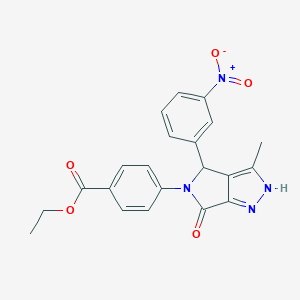 molecular formula C21H18N4O5 B227925 ethyl 4-(3-methyl-4-(3-nitrophenyl)-6-oxo-4,6-dihydropyrrolo[3,4-c]pyrazol-5(1H)-yl)benzoate 