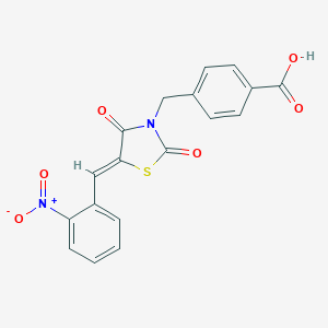 molecular formula C18H12N2O6S B228087 4-[(5-{2-Nitrobenzylidene}-2,4-dioxo-1,3-thiazolidin-3-yl)methyl]benzoic acid 